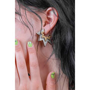 Gold and silver glitter spark hoop earrings